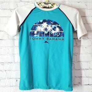 Tommy Bahama Teal Tropical Coastal Graphic Rash Guard Children's